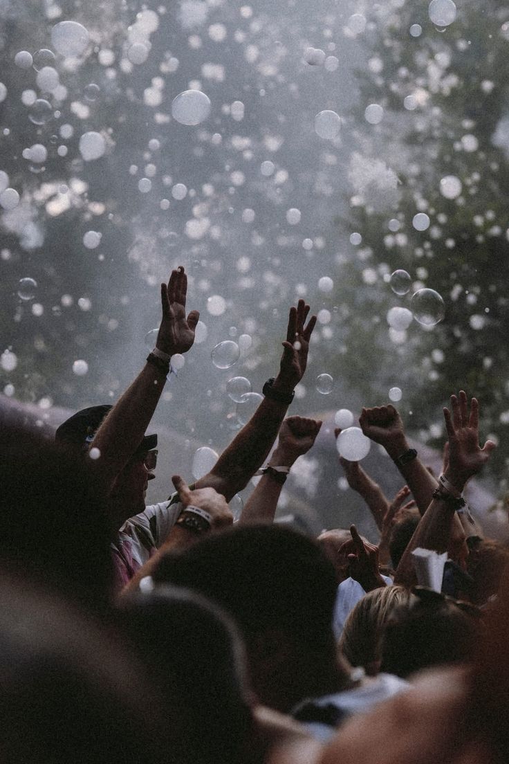 Concert crowd with stage lighting